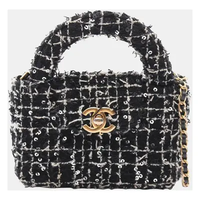 Chanel Black Nano Tweed Kelly Clutch on Chain