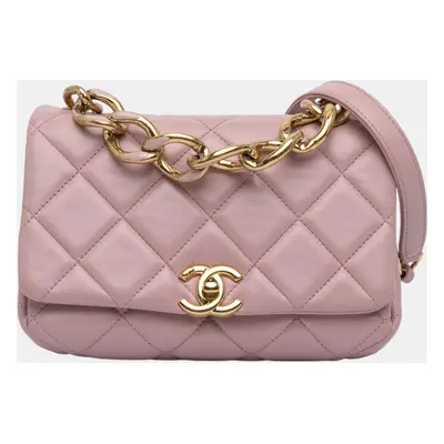 Chanel Pink Small Quilted Lambskin Color Match Flap