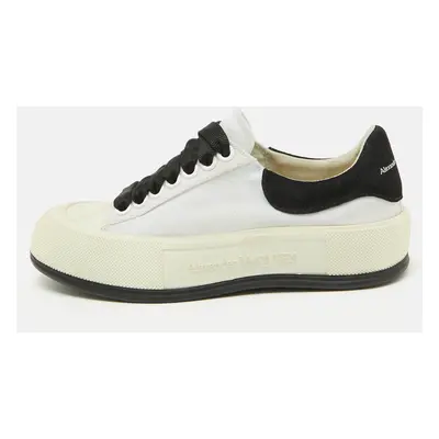 Alexander McQueen White/Black Canvas Tread Slick Sneakers Size