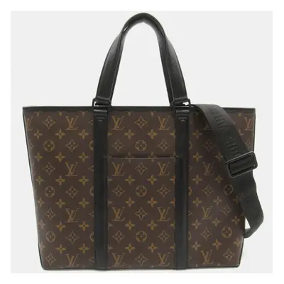 Louis Vuitton Coated Canvas Monogram Macassar Brown Black Weekend Tote Pm Bag