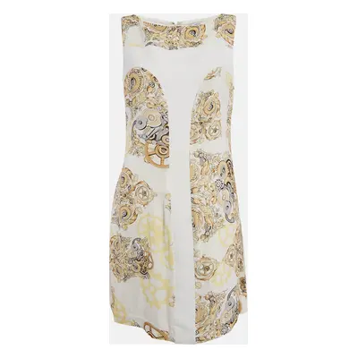 Versace Collection White/Multicolor Printed Crepe Sleeveless Mini Dress