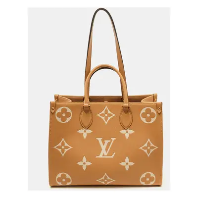 Louis Vuitton Beige/Ivory Monogram Empreinte Leather Onthego MM Tote Bag