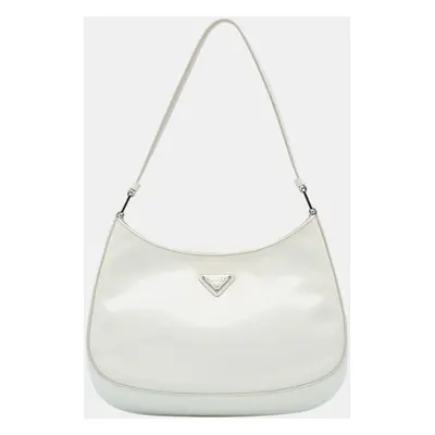 Prada White Spazzolato Cleo Shoulder Bag