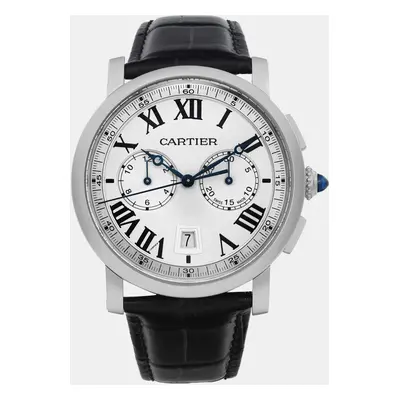 Cartier Rotonde Steel Silver Roman Dial Mens Automatic Wristwatch