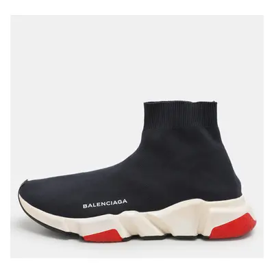 Balenciaga Navy Knit Fabric Speed Trainer High Top Sneakers Size