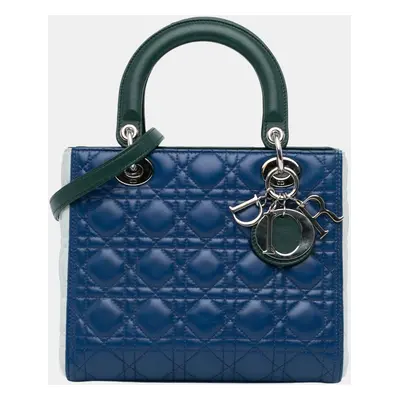 Dior Blue Medium Tricolor Lambskin Cannage Lady Dior