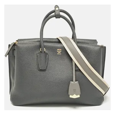 MCM Dark Grey Leather Medium Milla Tote