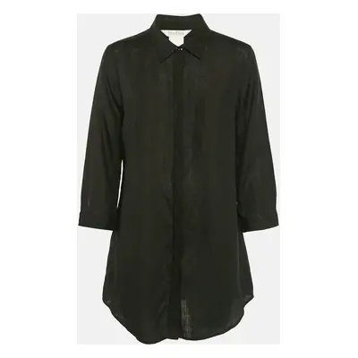 Max Mara Black Linen Long Sleeve Tunic Shirt