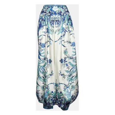 Zimmermann Blue Floral Print Silk Glassy Harem Pants