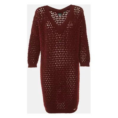 Just Cavalli Burgundy Chunky Wool Knit Mini Dress