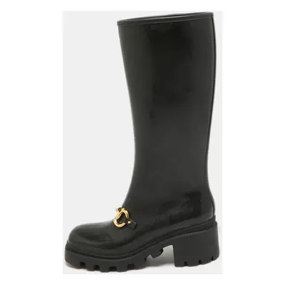 Gucci Black Rubber Horsebit Rain Boots Size