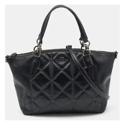 Coach Black Quilted Leather Studded Kelsey Tote