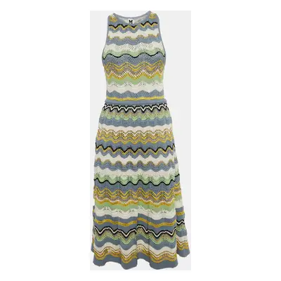 M Missoni Multicolor Wave Pattern Crochet Sleeveless Midi Dress