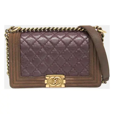 Chanel Bordeaux Brown Boy Suede Shoulder Bag