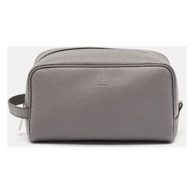 Fendi Grey Leather Travel Kit Pouch