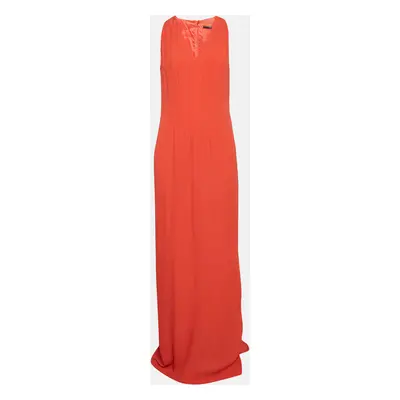 Boss By Hugo Boss Orange Crepe V-Neck Sleeveless Maxi Dress