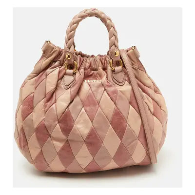 Miu Miu Multicolor Patchwork Leather Harlequin Hobo