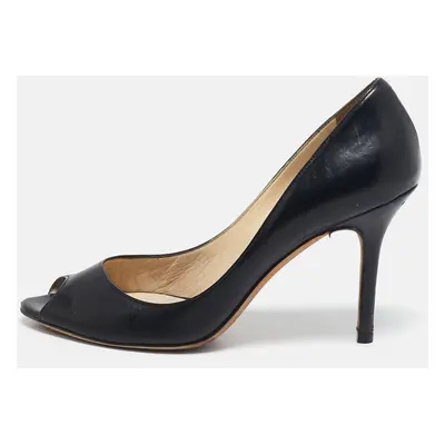 Jimmy Choo Black Leather Isabel Peep Toe Pumps Size