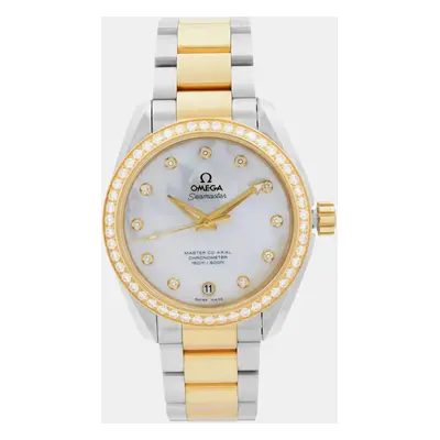 Omega White 18K Gold Stainless Steel Seamaster Aqua Terra 231.25.39.21.55.002 Automatic Women's 