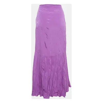 Just Cavalli Pink Crinkle Crepe Asymmetric Midi Skirt