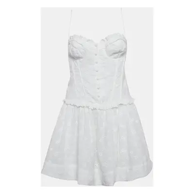 For Love And Lemons White Embroidered Cotton Sleeveless Mini Dress