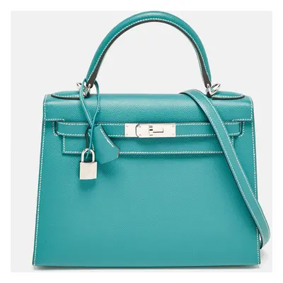 Hermès Vert Jade/Gris Perle Epsom Leather Palladium Finish Kelly Sellier Bag