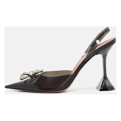 Amina Muaddi Black PVC Rosie Slingback Pumps Size