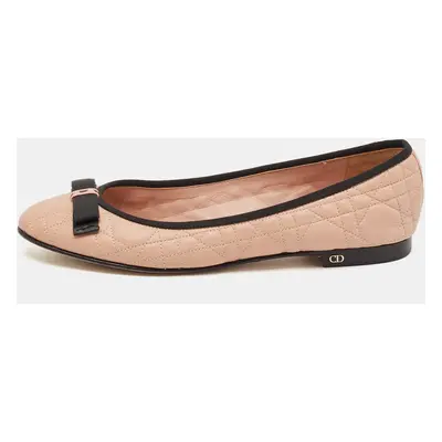 Dior Beige Cannage Leather Bow Ballet Flats Size