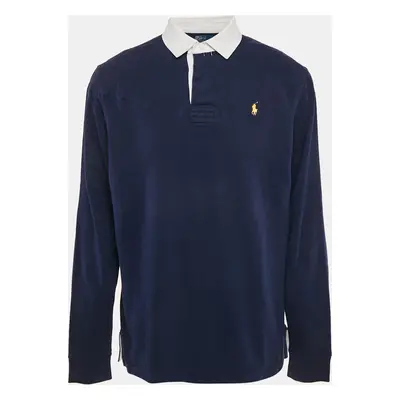 Polo Ralph Lauren Navy Blue Cotton Long Sleeve Polo T-Shirt