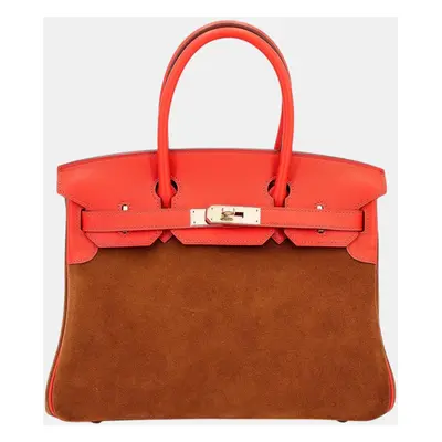 Hermes Gold Capucine Grizzly/Swift Leather Birkin Bag