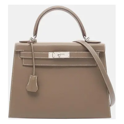 Hermes Beige Leather Kelly Handbag