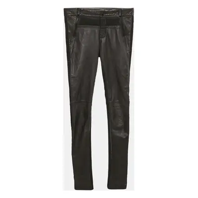 Maje Black Leather and Knit Trousers