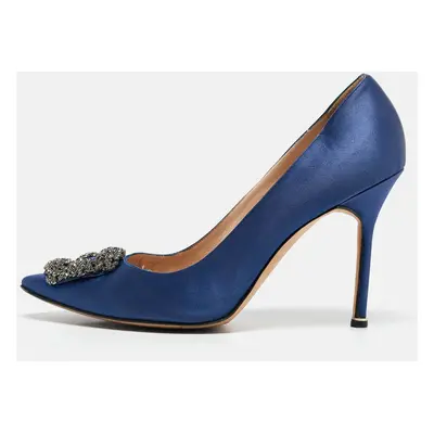 Manolo Blahnik Blue Satin Hangisi Pumps Size