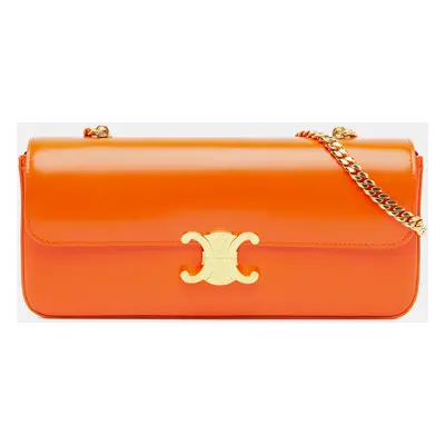 Celine Orange Leather Triomphe Cuir Chain Shoulder Bag