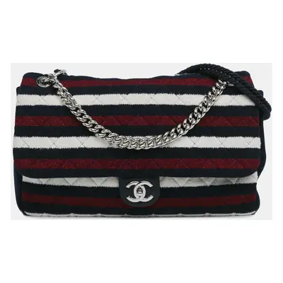 Chanel Multicolor Maxi Multicolor Stripe Jersey Rope Flap