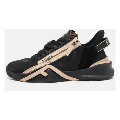 Fendi Black/Beige Mesh and Leather Flow Sneakers Size