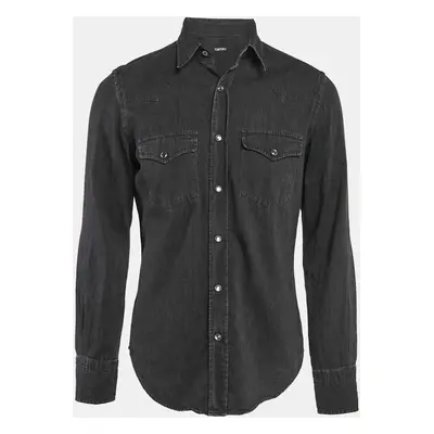 Tom Ford Black Faded Denim Button Front Shirt