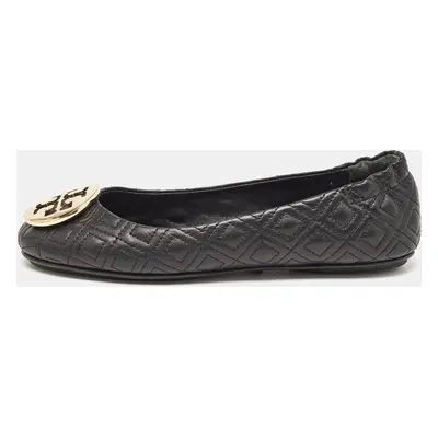 Tory Burch Black Quilted Leather Minnie Ballet Flats Size 36.5