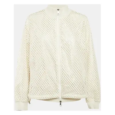 Moncler White Pulcherrima Mesh Overlay Jacket