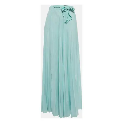 Elisabetta Franchi Mint Green Chiffon Plisse Maxi Skirt