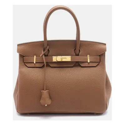 Hermes Brown Arzan Togo Leather Birkin Tote Bag