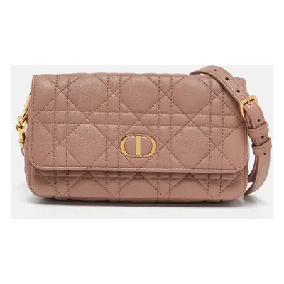 Dior Dusty Pink Cannage Leather Caro Crossbody Pouch Bag