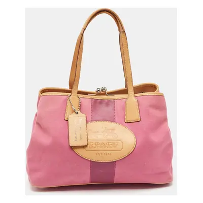 Coach Pink/Beige Canvas and Leather Hamptons Archive 10th Anniversary Tote