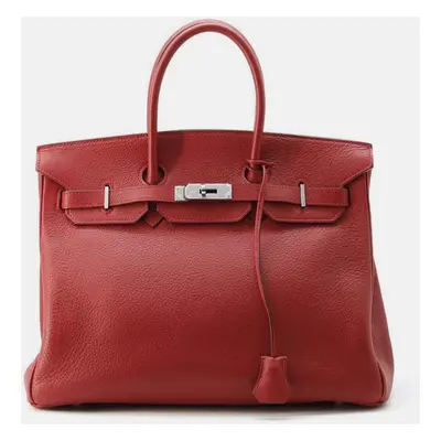 Hermes Rouge vif Cazac Birkin Handbag