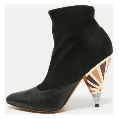 Givenchy Black Leather and Suede Ankle Length Boots Size