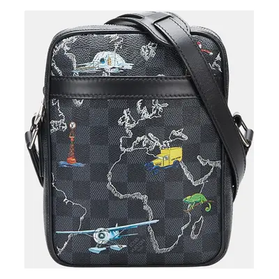 Louis Vuitton Black Damier Graphite Renaissance Map Danube Slim PM