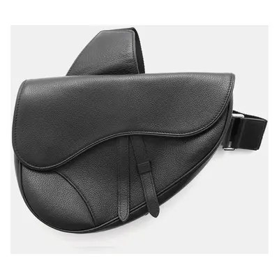 Christian Dior Black Leather Saddle Crossbody Bag