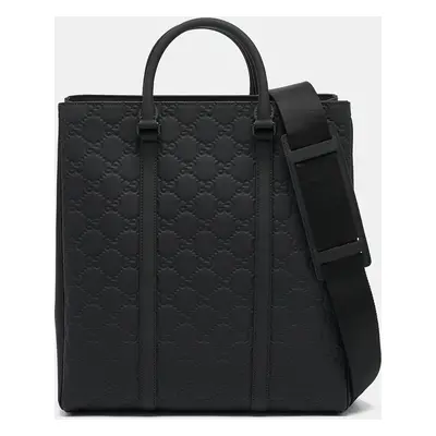 Gucci Black Rubber Effect Guccissima Leather Tote