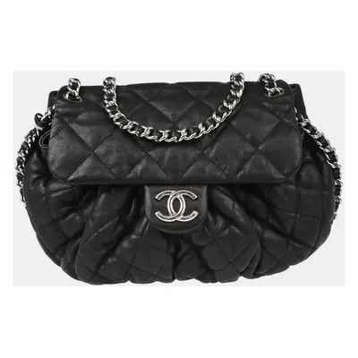 Chanel Black Lambskin Around Chain Shoulder Bag