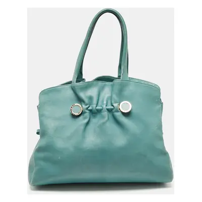 Bvlgari Light Blue Leather Twist Tote